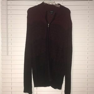 New Alfani men’s zip up sweater jacket XL maroon